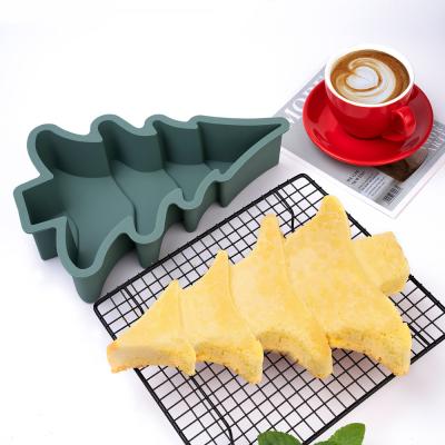 China Sustainable Reusable Baking Tool Family Silicone Christmas Tree Cake Mold Baking Creative Cake Mold With Stainless Steel Frame for sale