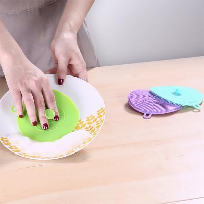 China Round Shape Bowl Pot Dish Viable Multifunctional Cleaning Fruit Vegetable Sweeps Silicone Dishwashing Brush For Kitchen for sale