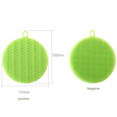 China Round Shape Bowl Pot Dish Cleaner Viable Multifunctional Cleaning Fruit Vegetable Sweeps Handled Silicone Kitchen Dish Brush for sale