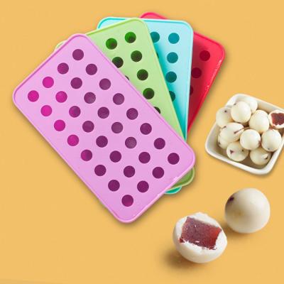 China Sustainable Reusable 32 Holes Small Round Ball Ice Cream Tray Mold 100% Food Grade Silicone Ice Cubes Tray Mold for sale