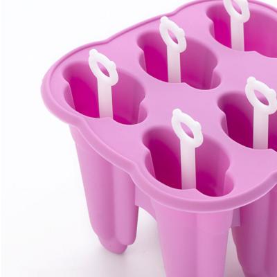 China Viable Hole Silicone Ice Cream Mold Tray Popsicle Barrel Diy Dessert Ice Cream Mold With Popsicle Stick for sale