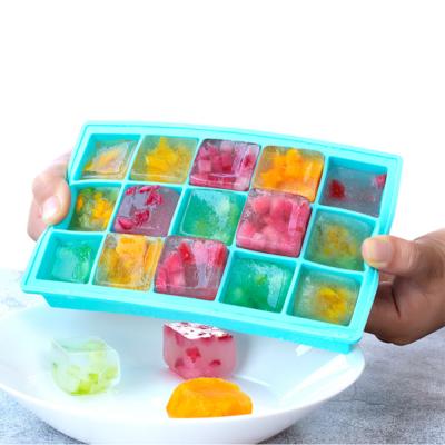 China Available 15 PCS Sustainable Sale Whiskey And Cooler Beer Ice Cube Trays Silicone Set Of 2 For Mini Fridge for sale