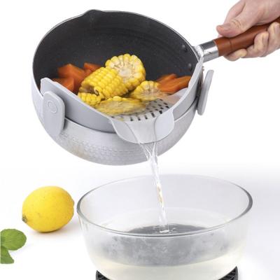 China Viable Silicone Clip Water Filter For Food Drainer Strainer Kitchen Colander With Pans And Pots Clip On Colander for sale