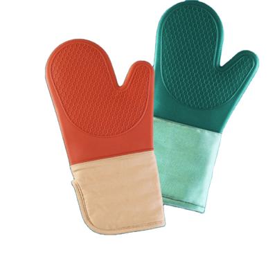 China Minimalist Custom Microwave Cotton BBQ Double Heat Resistant Silicone Oven Mitt Silicon Kitchen for sale