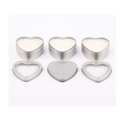 China Small Mini Window Metal Candle Box Heart Shape 1.5oz Cosmetic Romantic Wax Tin for sale