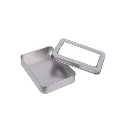 China Custom Tea Tin Cookies Rectangle Metal Tea Box With Window for sale