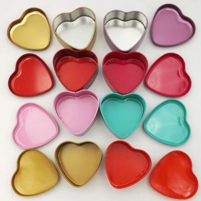 China Food Stored Various Colored Heart Shape Chocolate Storage Candy Tin for sale