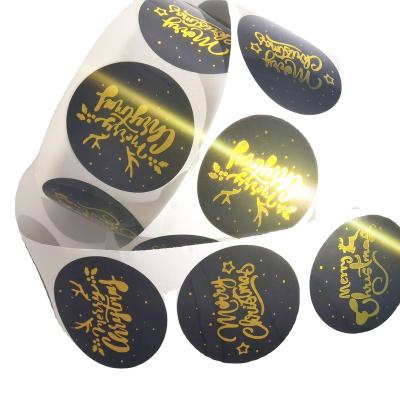 China Waterproof Custom Printed Merry Christmas Stickers Waterproof Plastic Round Labels For Present Decoration Product Sticker For Christmas for sale