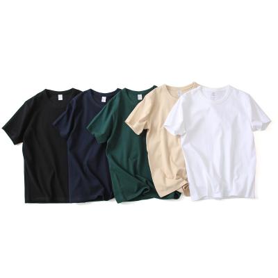 China Anti-wrinkle Heavy t shirt 300gsm three needles pure cotton bottom T-shirt thickened pure color short sleeve t shirt for sale