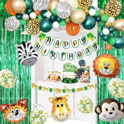 China Happy Birthday Party Balloons Set Forest Theme Jungle Children Foil Balloons Kids Toy Jungle Animal Party Gift 19th for sale