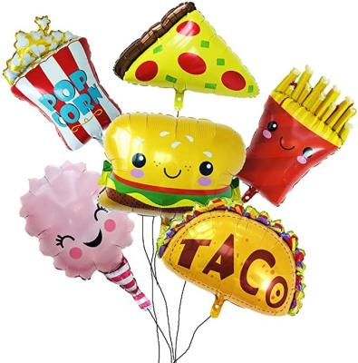 China Gift Toy Snacks Balloon Set for Party and Store Decoration Pizza Popcorn Burger Ice Cream TacoYummy Chips Style for Birthday Party for sale