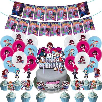 China Gift Set Toy Friday Night Funkin Birthday Banner Latex Balloon Cupcake Toppers Anime Party Toy Friday Night Funkin Birthday Party Supplies and Decorations for sale