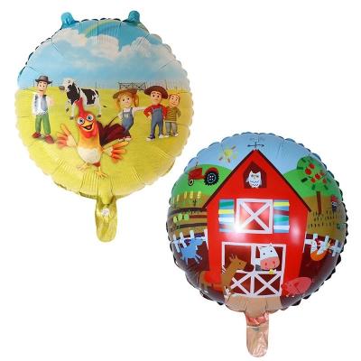 China Gift Toy 45*45cm Cartoon Farm Paradise Foil Helium Balloons Party Decoration Air Globos Pasture Animals Print Balloons Kids Toys for sale