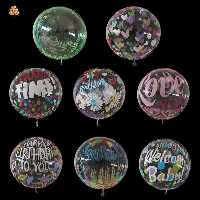 China Indoor Clear Clear PVC Decoration PVC Bobo Balloon Flower Helium Balloons I Love You Wedding Baby Shower Birthday Decoration Party Supplies for sale