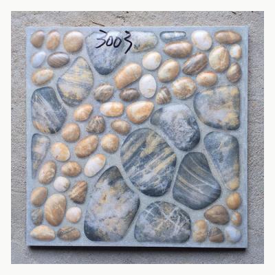 China Exterior Glazed Tiles 3D Inkjet Metallic Effect Cobblestone Flooring Tile 300X300mm Tile For Veranda for sale