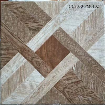 China Glazed Metallic Tiles 300x300mm Digital Printing Wood Look Ceramic Tile for sale