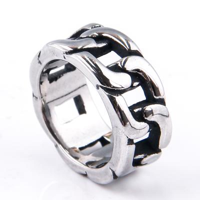 China European and American retro personality hot-selling new men's motorcycle chain stainless steel punk ring for sale