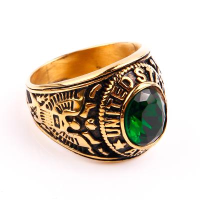 China Retro Vintage Trend Personality Stainless Steel Army Casting Ring for sale