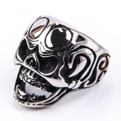 China 25mm High Level Stainless Steel Fangs Skull Hip Ring Tribal Hop Men's Punk Jewelry for sale