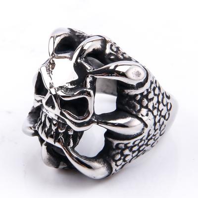 China Neo-Gothic Men's Skull Ring Stainless Steel Gothic Retro Death Skull Ring Punk Halloween Ring Jewelry Gift for sale