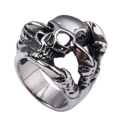 China Stainless Steel Skull Claw Gothic Punk Personality Bossy Charm Men's Ring Jewelry for sale