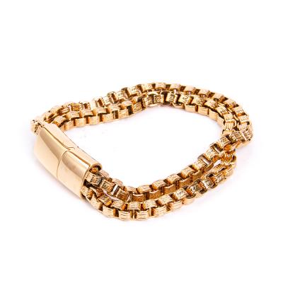 China Trendy Fashion Punk Bossy Punk Style Double Keel Stainless Steel Bracelet for sale