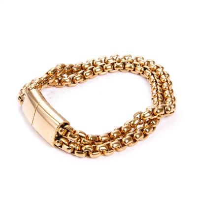 China Trendy Fashion Punk Bossy Punk Style Double Keel Stainless Steel Bracelet for sale