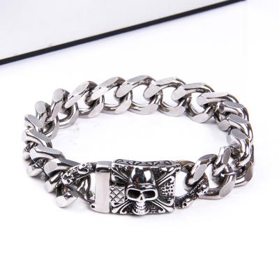 China Retro European and American fashion skull stainless steel dominant punk bangle for sale