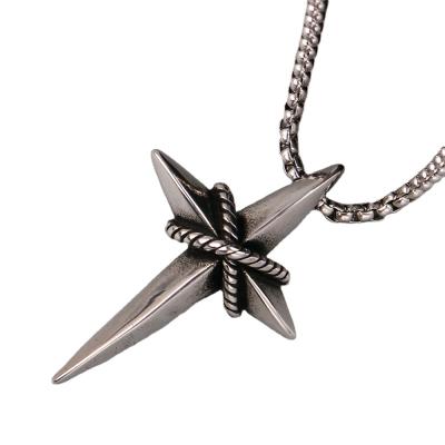 China Vintage Stainless Steel European And American Cross Star Men's Cute Punk Necklace Pendant for sale