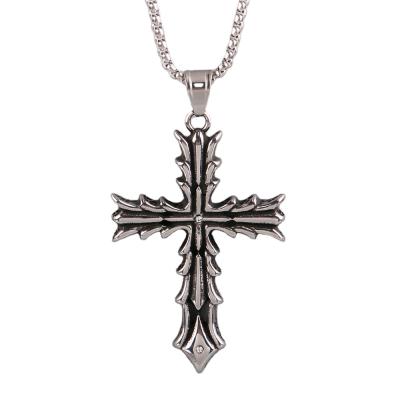 China European and American Cross Pendant Men's Punk Stainless Steel Necklace Punk Jewelry Retro for sale