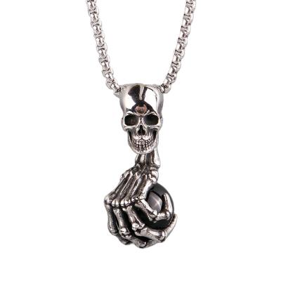 China Retro European and American Punk Skull Ghost Claw Bossy The Rock Stainless Steel Men's Necklace Pendant for sale