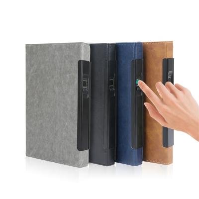 China Custom Magnetic Smart Corporate Gift Unique Agenda Notebook Fingerprint Diary With Power Bank for sale