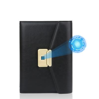 China Fingerprint lock best price cover pu fingerprint lock notebook a5 high quality custom for sale