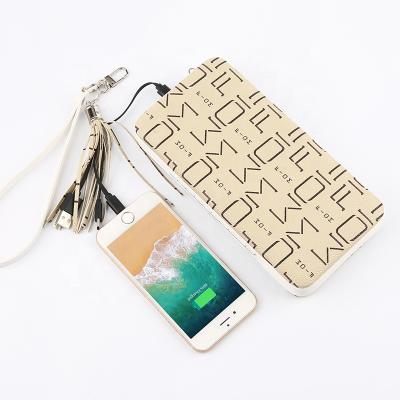 China Charging Leather Women's Phone Fashion Powerbank Bags Handbag With Charger Clutch Bag for sale