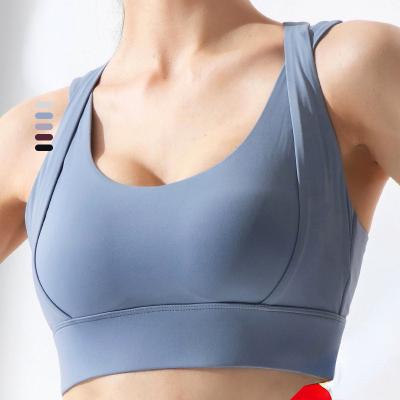 China Newest Design Solid Color Fabric Sports Bra Women Workout Gym Wear Breathable Seamless Sweat-absorbency Custom for sale