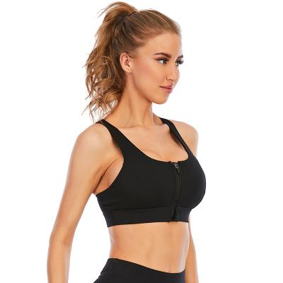 China Wholesale High Quality Breathable Zipper Breathable Comfortable Women Fitness Yoga Bra Solid Color Fashion Sports Seamless Underwear for sale