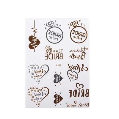 China Bride Temporary Metallic Decoration Wedding Gold Shiny Temporary Tattoo Sticker for sale