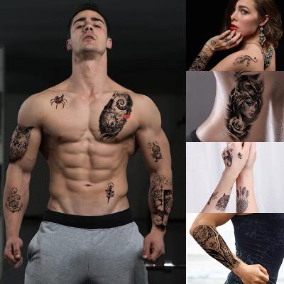 China Full Color Temporary Tattoo Arm Sleeve Women Waterproof Temporary Tattoo Stickers Sticker Skull Tattoo Sleeve Designs Tatoo Sticker for sale