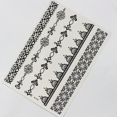 China India Lace Mehendi Henna Stencil Design Temporary Waterproof Sexy Black Temporary Tattoo Sticker for sale