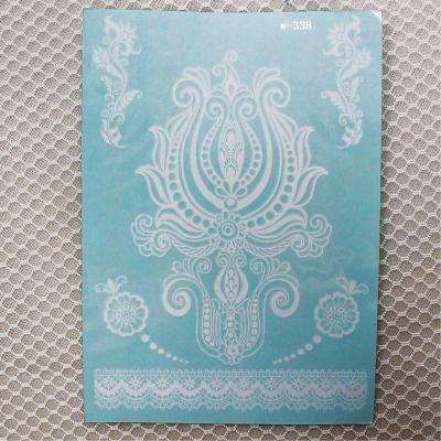 China White Lace Temporary Henna Stencil Tattoo Sticker with Mandala Design for Body Decoration for sale