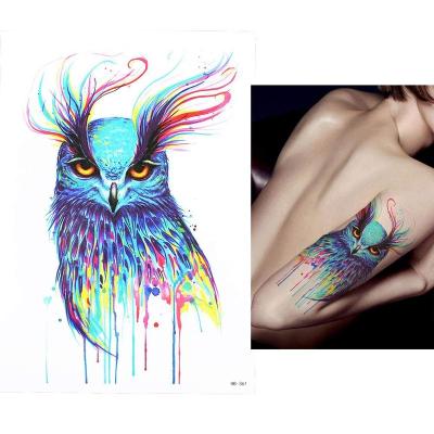 China CMYK Temporary Colorful Animal Fashion Tattoo Sticker Owl Printing Arm Art Waterproof for sale