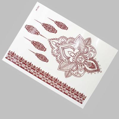 China Color Brown Beauty Singer Temporary Custom Sticker Henna Tattoos Sticker With Arabic Style for sale