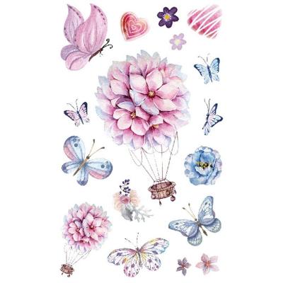 China Temporary Popular Animated Animal Colorful Butterfly Flowers Kids Temporary Tattoo Sticker for sale