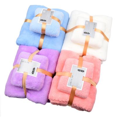 China China Wholesale Antimicrobial Soft Absorbent Bath Towel Set Microfiber Coral Fleece Bath Towel Set for sale