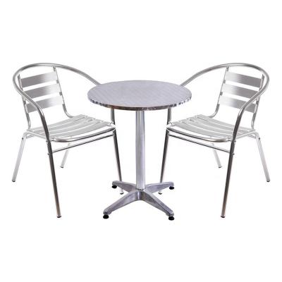 China Outdoor Furniture Aluminium Bar Table And Chair Round Shape Stainless Steel Top for sale