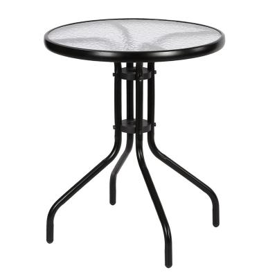 Cina Coffee Patio Glass Table Dia 60*70cm Steel Garden Table Iron Leg Material in vendita