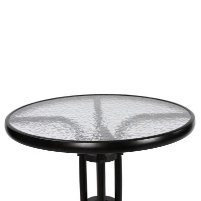 China Modern Design Round Glass Top Dining Table Cheap Garden Table Dia80*70cm for sale