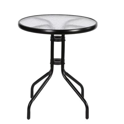 Cina Outdoor Patio Glass Table Commercial Transparent And Black Dining Garden Desk in vendita