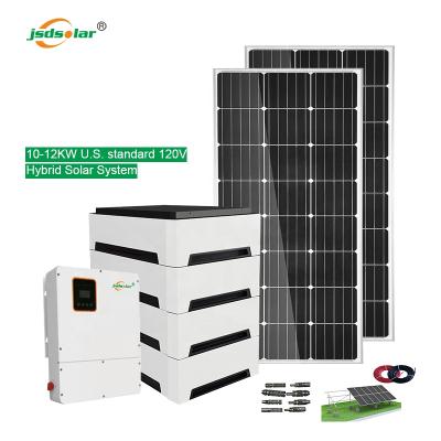 China Full Design Hybrid Home Solar System 10kw 10kw 10 12 KW USA 120V Standard Solar Power System for sale