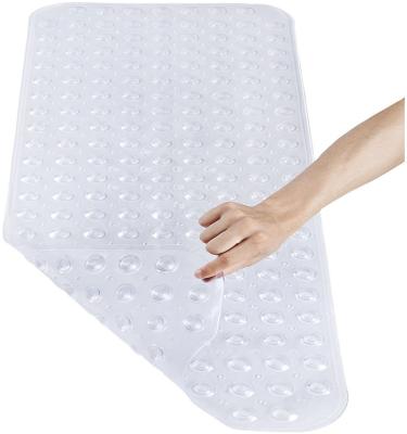 China Viable Extra-Long Slip-Resistant Tub Mat Anti-Bacterial Shower Mat with Powerful Suction Cup Grip for sale